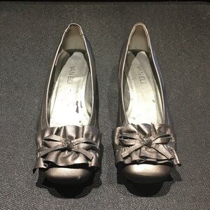 Vaneli Women's Silver Flats with Ruffle Detail